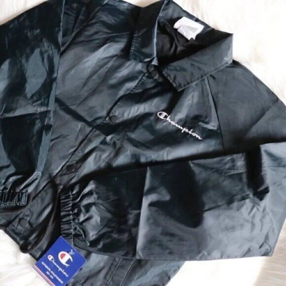 NWT Champion Dark Green Cropped Wind Breaker Track Jacket Size Medium Size XL